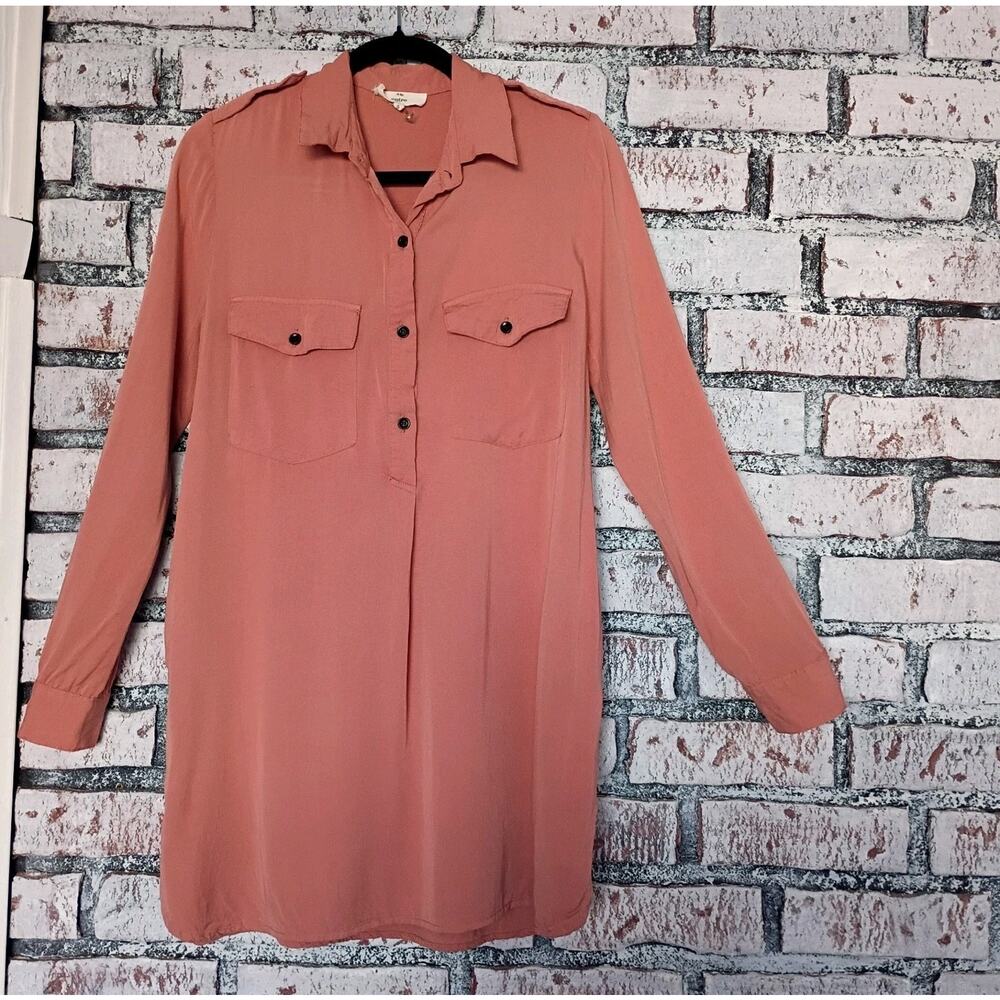Signature Pastel Peach Shrit Dress Buisness Casual Spring Tunic Women Sz S
